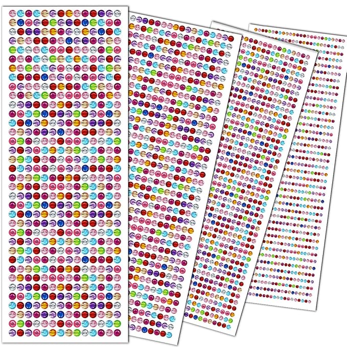 3090PCS Self Adhesive Pearl Stickers 3/4/5/6mm with Colored Pearl Rhinestones Stickers for Face, Stick on Body Crystal Jewels Makeup Glue for Face Eye Hair Nails Make up and Craft Home Decor