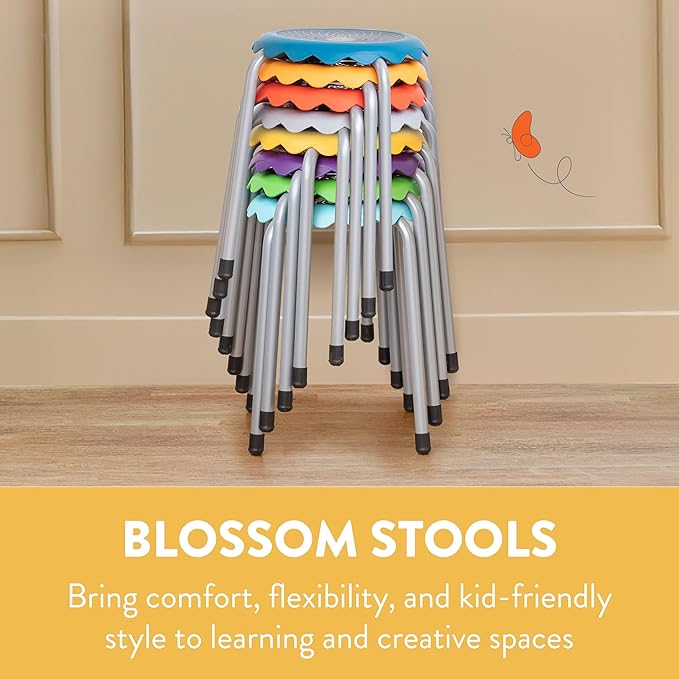 Back2School Express Blossom Stackable Stools, Flexible Seating, Assorted, 8-Piece