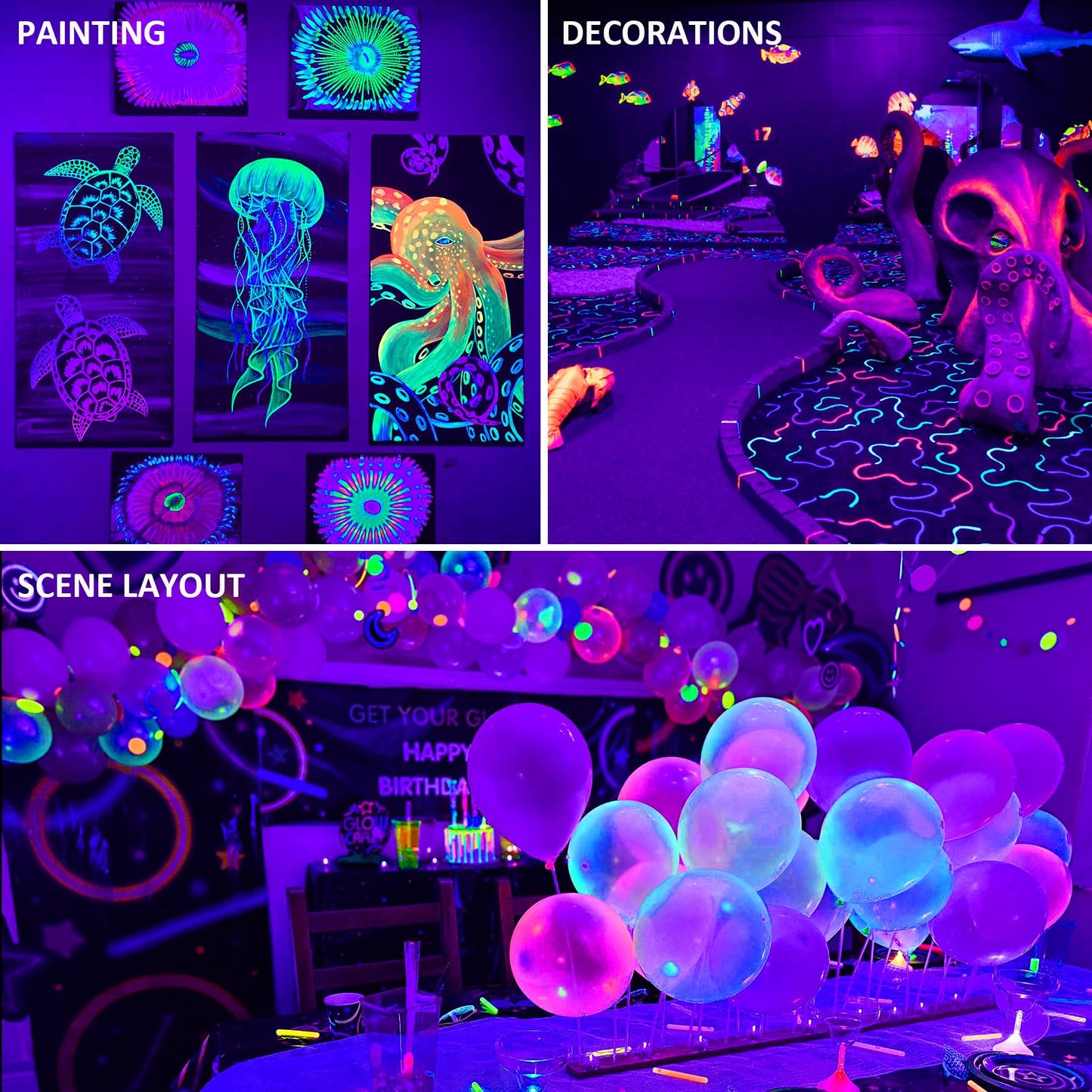 CREPOW 30W Black Lights, 4 Pack LED Blacklight Flood Light with Plug, IP66 Waterproof Black Lights for Glow Party, Glow in The Dark, Stage Lighting, Body Paint, Fluorescent Poster, Neon Glow