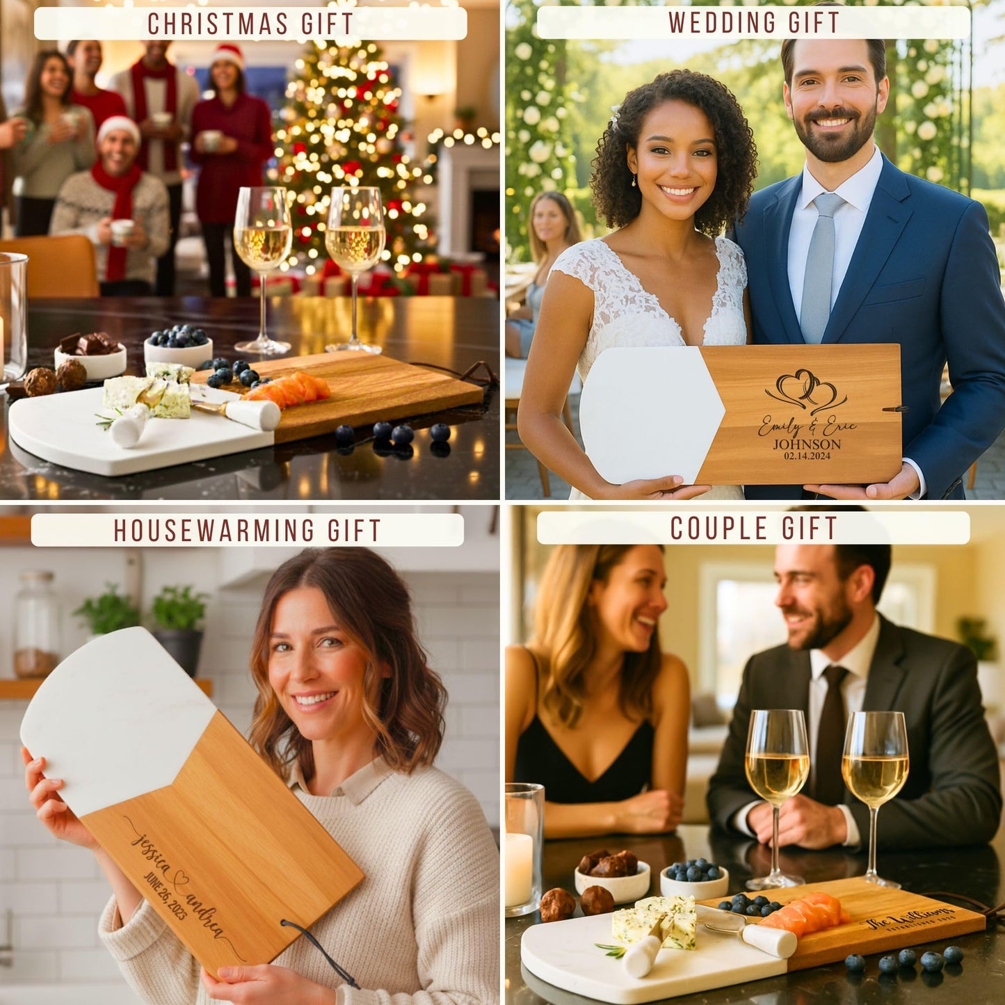 Personalized Charcuterie Board Gift Set – Acacia & Marble Cheese Board with Utensils, Custom Wedding & Housewarming Gifts for Couples, Christmas, Bridal Shower or Engagement Gift for Women & Men