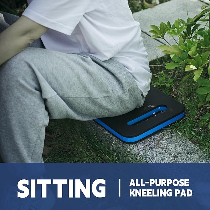FOSHIO Kneeling Pad with Carrying Handles, Extra Thick Foam Cushioning Mat for Knee, Water Resistant Knee Pad for Gardening, Mechanic, Bathing Baby, Exercise & Yoga, 20 x 9 x 1.2 in, Blue & Black