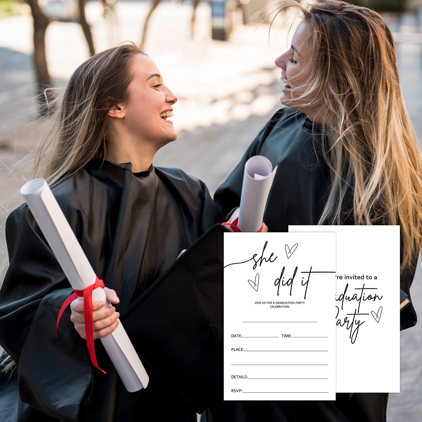 RLCNOT “ she did it ” Graduation Invitations Cards with Envelopes Set of 20 - Grad Announcement Cards for Masters Grad, University, High School, Junior or College Party Invitations Supplies/Grad084