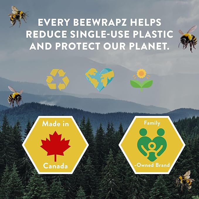 BeeWRAPZ Reusable Beeswax Wraps for Food | Eco Friendly & Organic | Eco-Friendly & Plastic-Free Food Storage | Biodegradable |Pack of 3 Beeswax Food Wraps for Wrapping Fruits & Vegetables (Orange)
