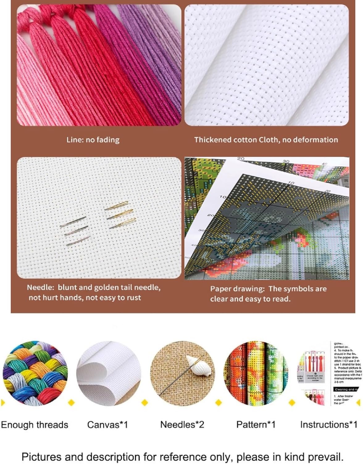 Findvoor Counted Cross Stitch Kits for Adults Full Range of Cross Stitching Embroidery Unprinted Pattern for Beginners, 11CT Needlepoint Kit Patterns Embroidery Kits-Succulent Plants 18x18 inch