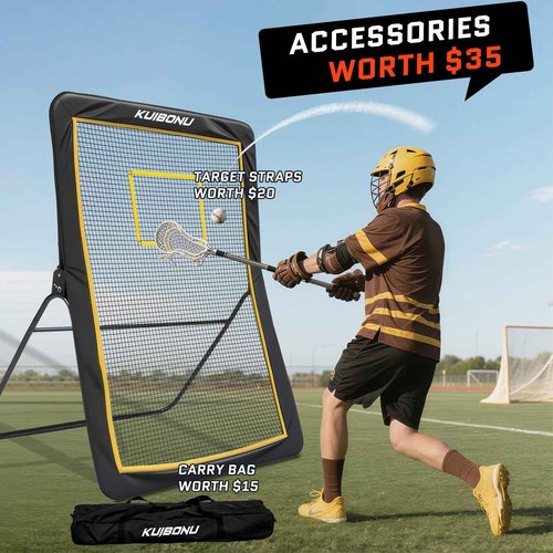 KuiBonu Lacrosse Rebounder, 5x7ft Volleyball Rebounder Net with 5 Bounce Back Angles, Neon Target and Lacrosse Ball, Rebounder for Volleyball Lacrosse Baseball and Soccer Practice