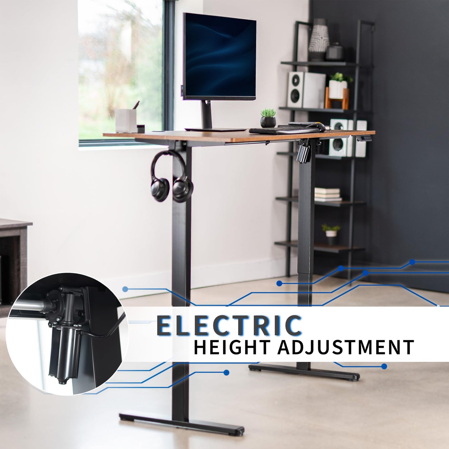 VIVO Electric 55 x 24 in Standing Desk, Memory Height Adjustment, Rustic Vintage Brown Top Black Frame, DESK-E155TN