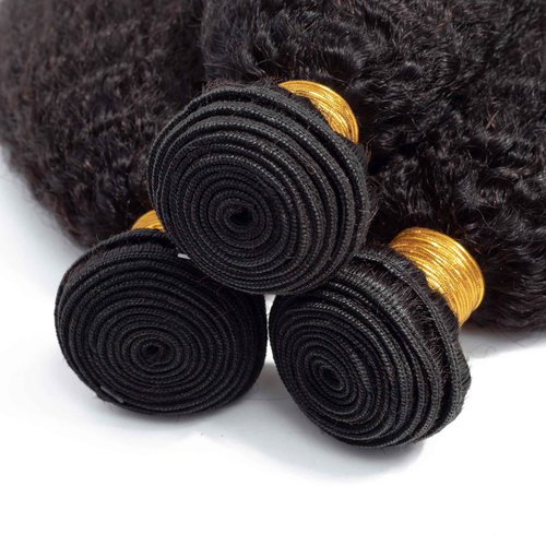 InsQueen Kinky Straight Human Hair Bundles 100% Unprocessed Brazilian Remy Soft Yaki 3 Bundles Human Hair (12 14 16 Inch)