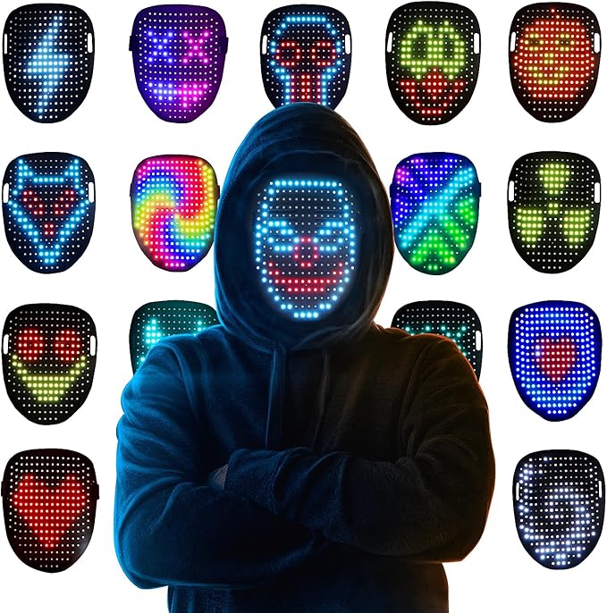 Mr.Pang LED Mask Light up Mask with Gesture Sensing, Cool Face Transforming Mask, Perfect Gifts for Halloween Christmas Bi...