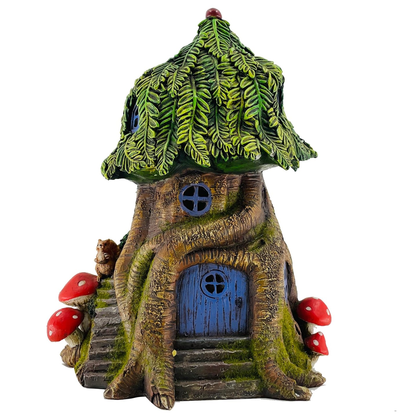 COWOS Solar Light Fairy Tree House, Fairy Garden House Statues,Tree House Figurines with Solar Light for Indoor Outdoor Art Decorations, Patio Yard Lawn Ornaments Gift