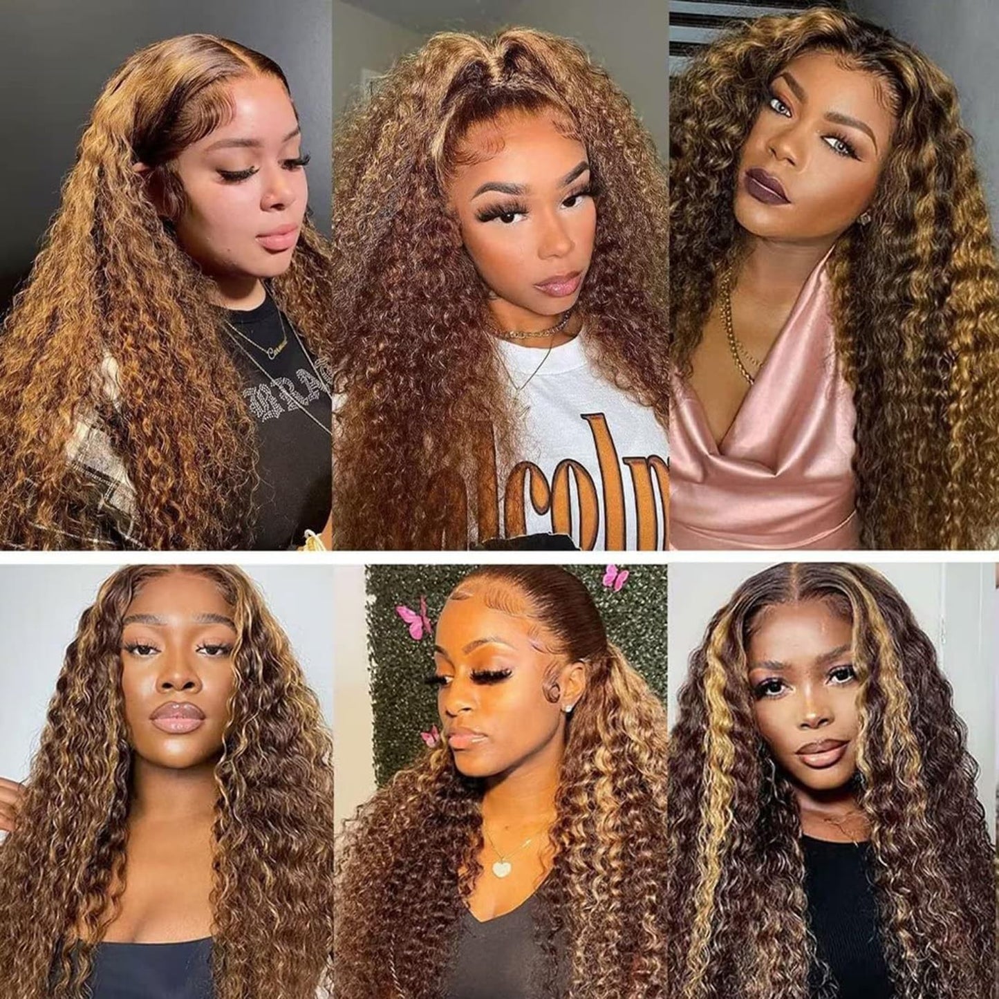 Luxvogue Highlight P4/30 Jerry Curly Human Hair Wig - Pre Plucked Lace Frontal Closure, Pre Cut, Glueless With Elastic Band - 20