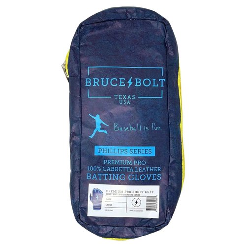 BRUCE BOLT Phillips Series Short Cuff Blue Batting Glove - Blue Youth Large