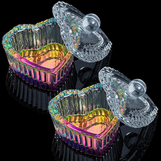 AORAEM 2PCS Nails Tips Art Dappen Dish with Lid Acrylic Liquid Powder Dappen Monomer Dish Glass Crystal Cup Glassware Tools for Professional Use and Home Use