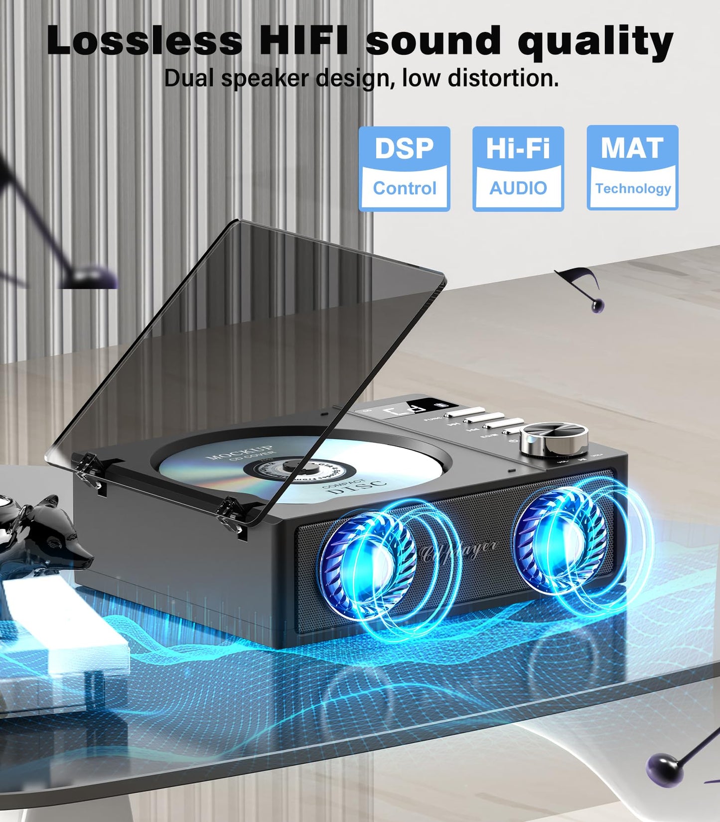 Portable Cd Player With Bluetooth 5.3, Greadio Cd Player With Speakers For Home, 4000Mah Rechargeable Retro Cd Music Player With