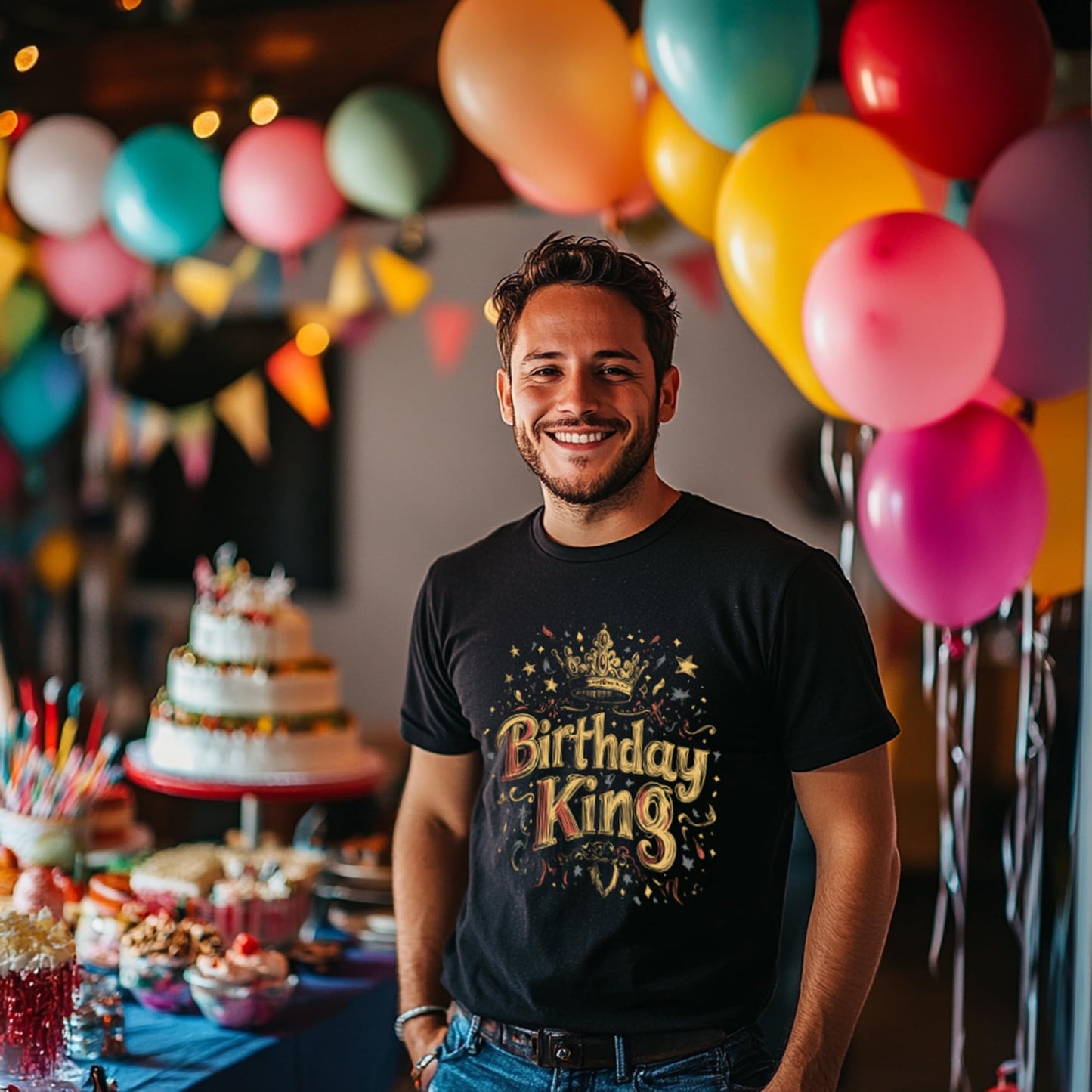 Gift for Birthday Party Shirt Birthday King Shirt for Men Husband Boyfriend Boys (US, Alpha, XX-Large, Regular, Regular, Black)