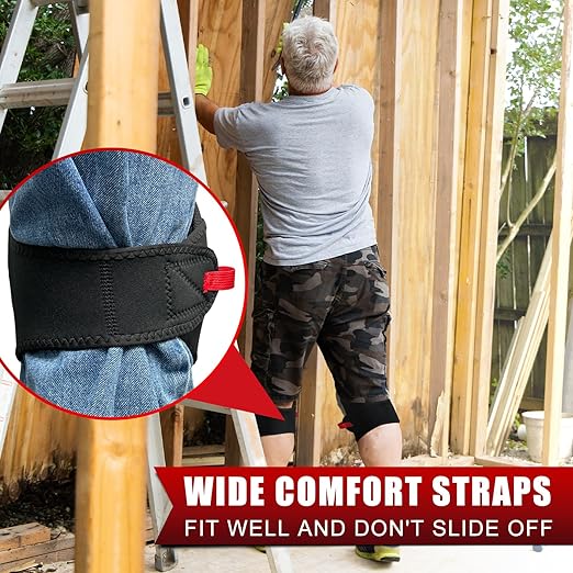 FREEKYROCK Work Knee Pads for Men Construction,Gel Roofing and Flooring Knee Pads for Women with Soft Foam Padding for All Day Comfort, Gardening Kneepads for Work with Anti-Slip 1680D Fabric Cap, Black