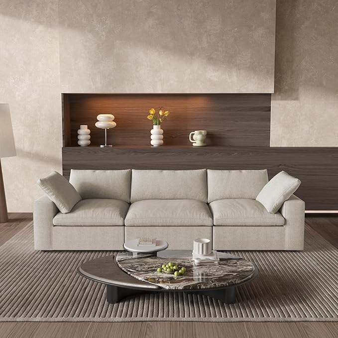 WJShome Sectional Sofa Couch,Cloud Modular Couch,Oversized 3-Seater Minimalist Sofa,120.6inch Convertible Deep Seat for Modern Living Room,Cover Removable & Washable