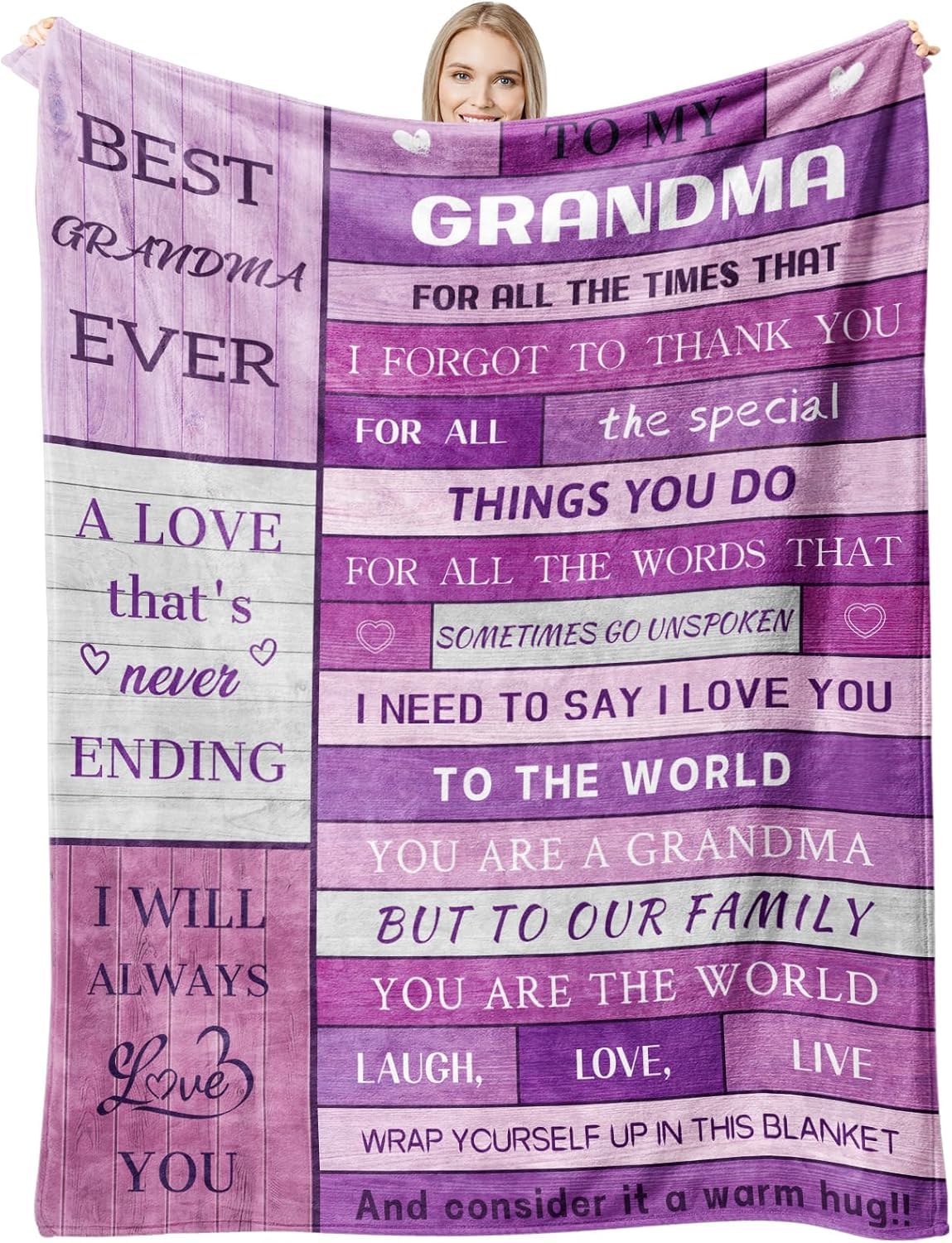Calibron Grandma Gifts from Grandkids, Gifts for Grandma Soft Fleece Blanket, Grandmother Birthday Gift from Granddaughter, Grandmother Gift Throw Blanket 60x50inch