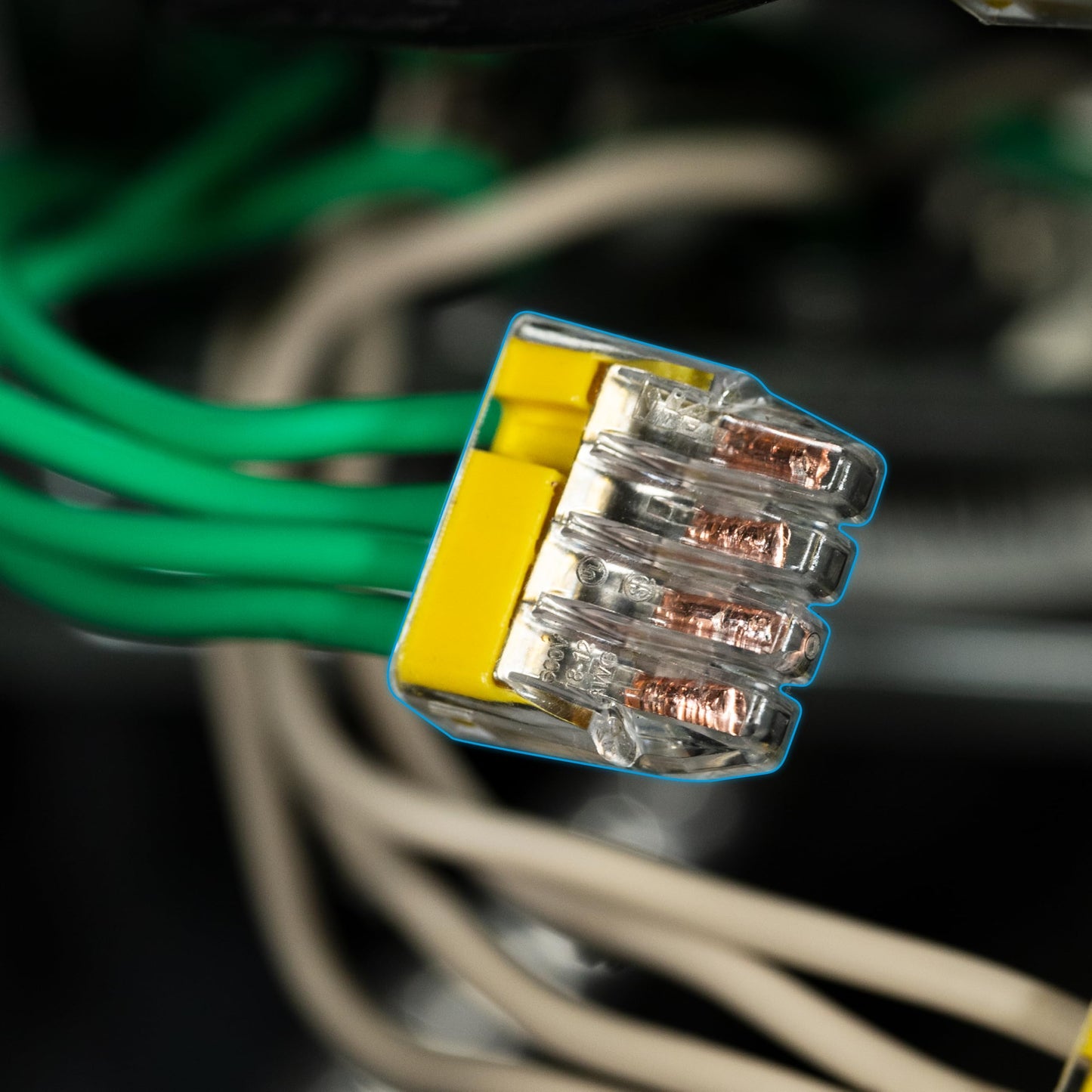 IDEAL Electrical 30-1034P In-Sure Push-In 4 Port Wire Connectors, 12-20 AWG Solid, Yellow (100 Pack)
