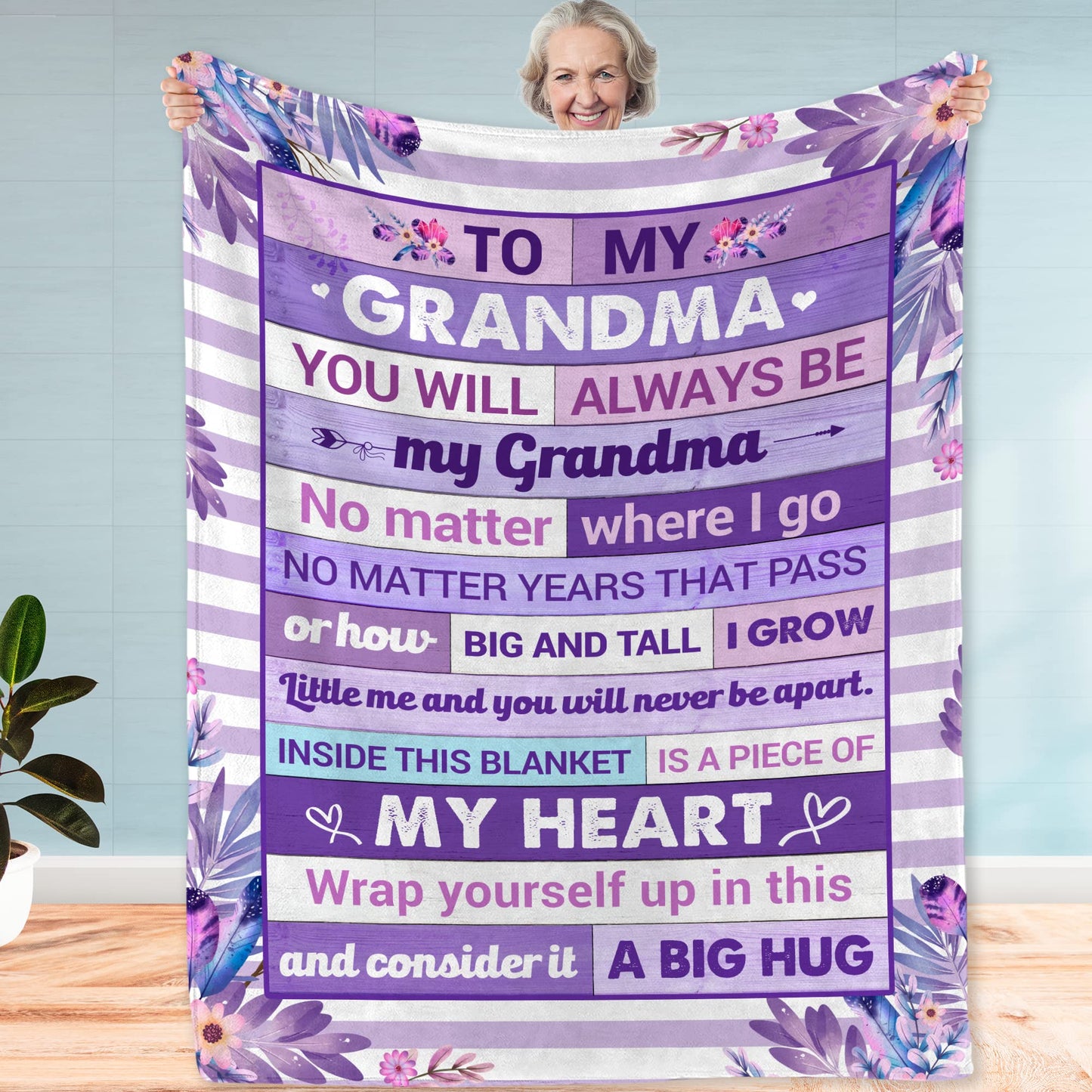 Fastpeace Gifts for Grandma – Mothers Day, Birthday Gift from Granddaughter, Grandson, or Grandkids, Soft and Cozy Blanket for Grandma, Warm and Comfortable Blanket Throw 50x60 inches