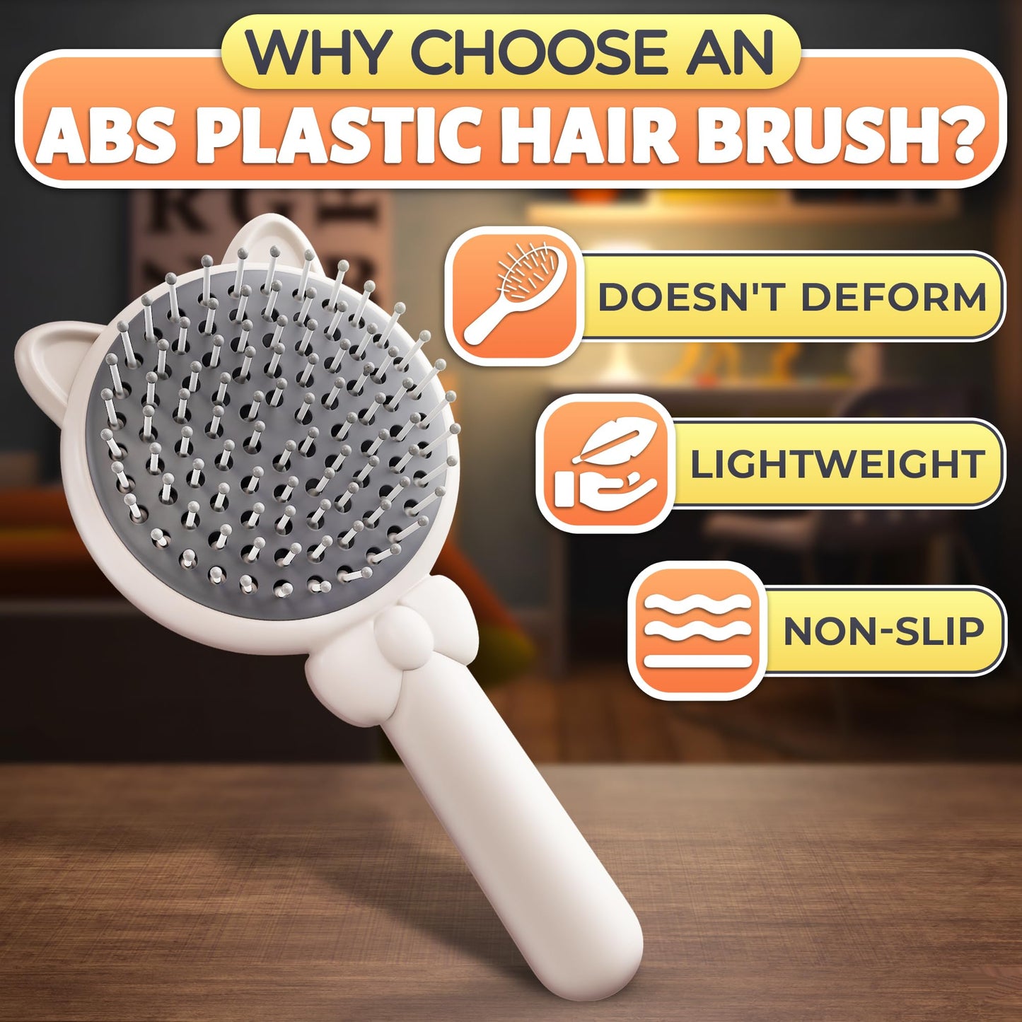 White Pig Self Cleaning Hair Brush for Women - Compact 7,87?3,66 in Retractable Hair Brush Easy Clean with Magnetic Attach - Eff