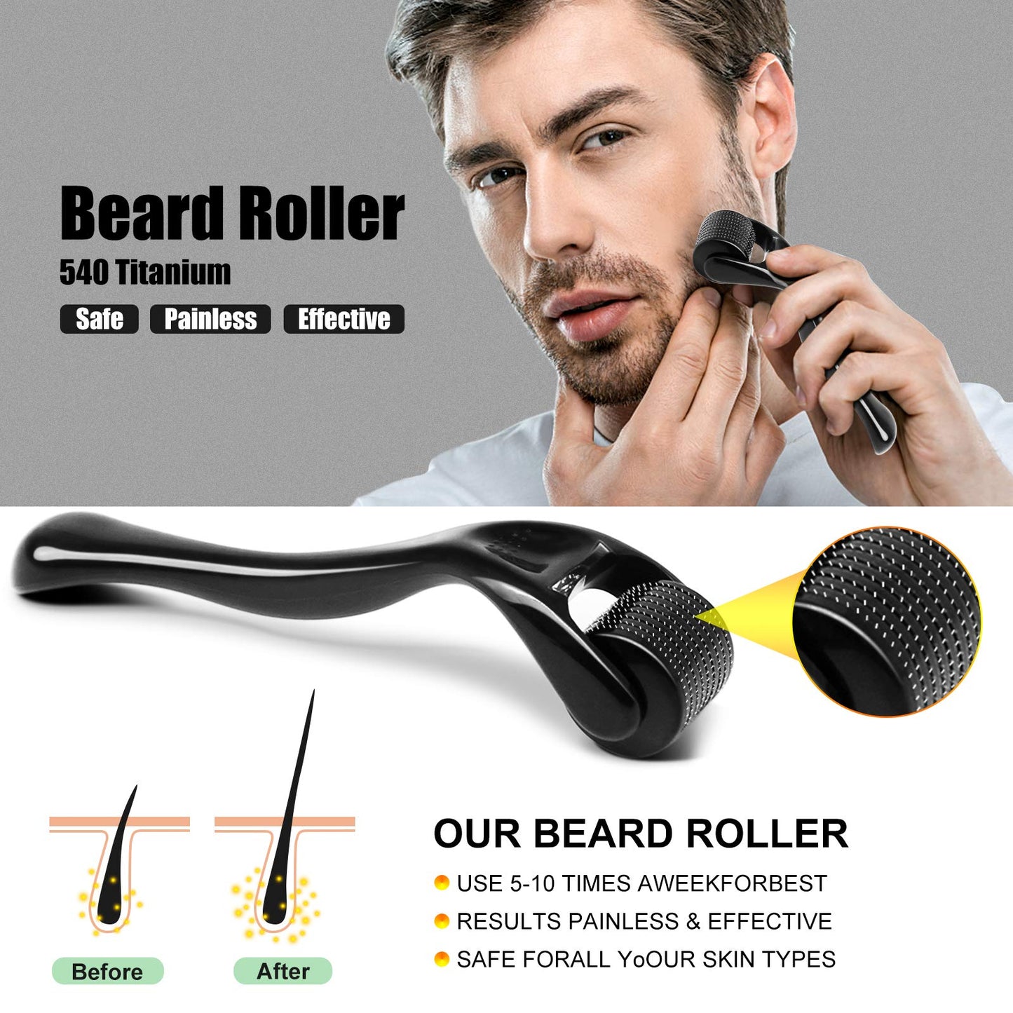 Beard Growth Kit, Beard Kit with Beard Growth Oil, Balm, Comb, Massager for Fuller & Stronger Beards, Birthday Gifts for Men Husband Dad Boyfriend