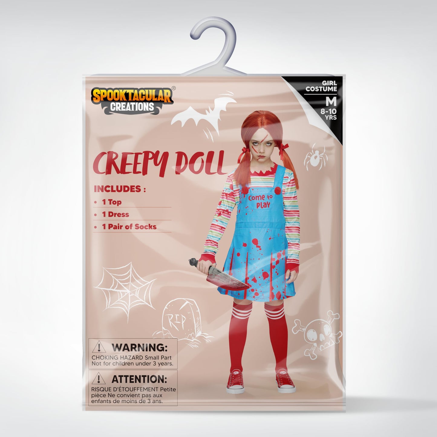 Spooktacular Creations Creepy Doll Costume for Kids Girls, Halloween Costume for Kids, Girls Killer Doll Outfit