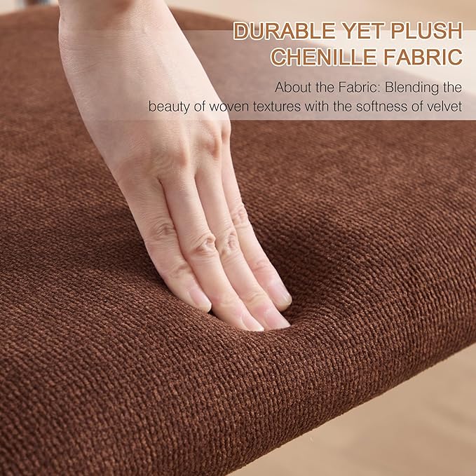 Zesthouse Rattan Dining Chairs Set of 2, Mid Century Modern Dining Room Chairs with Natural Cane Mesh & Chrome Base, Brown Cesca Chair for Kitchen, Breuer Design Inspired, Upholstered Chenille Fabric