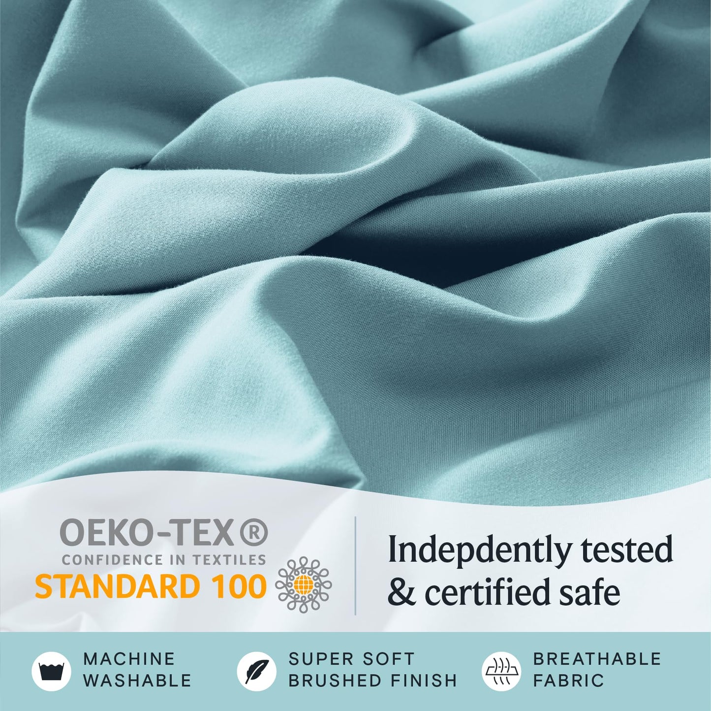 LuxClub 4 PC Queen Sheet Set, Queen Size, Deep Pockets 18" Wrinkle Free Cooling Bed Sheets Machine Washable Hotel Bedding Silky Soft - Aqua Queen