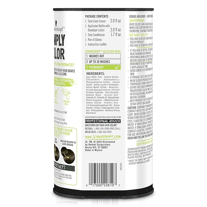 Schwarzkopf Simply Color Permanent Hair Dye, 4.0 Intense Espresso, Long-Lasting with Nourishing Ingredients, No Ammonia or Silicone, All Hair Types