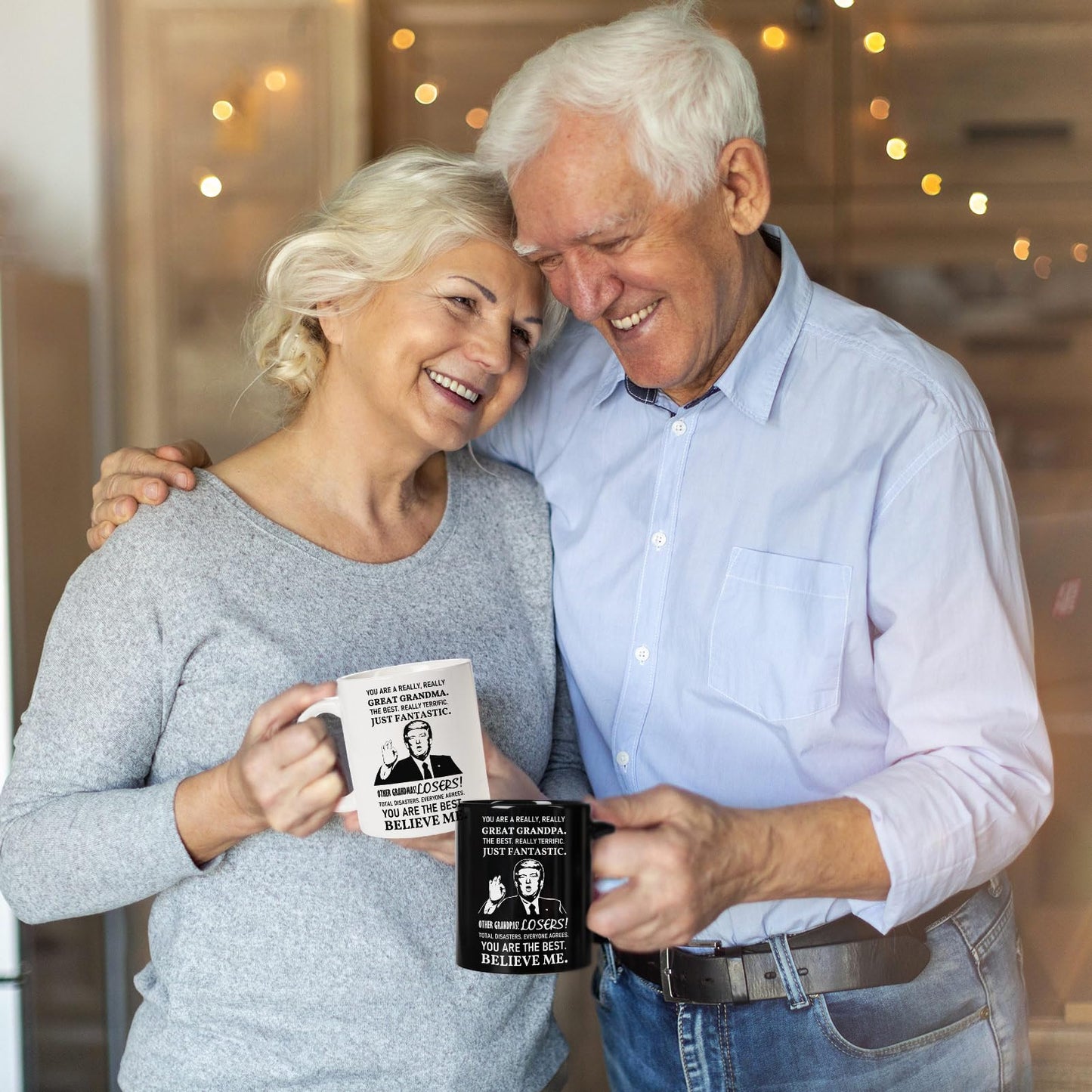Breezy Valley Grandparents Gifts from Grandkids Grandchildren - Funny Grandma and Grandpa Gifts for Grandparents from Granddaughter Grandson, Great Grandma and Grandpa Birthday Gift Coffee Mugs Set