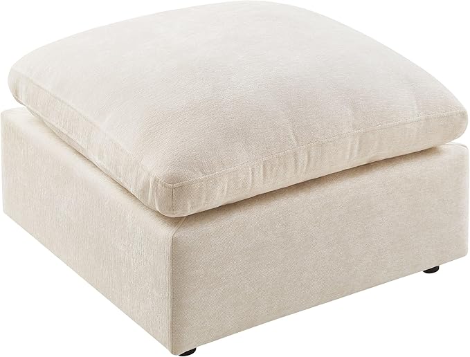 VANOMi Upholstered Square Modular Ottoman for Modular Sectional Sofa, Ottoman Footrest and Seat Cube for Living Room, Chenille