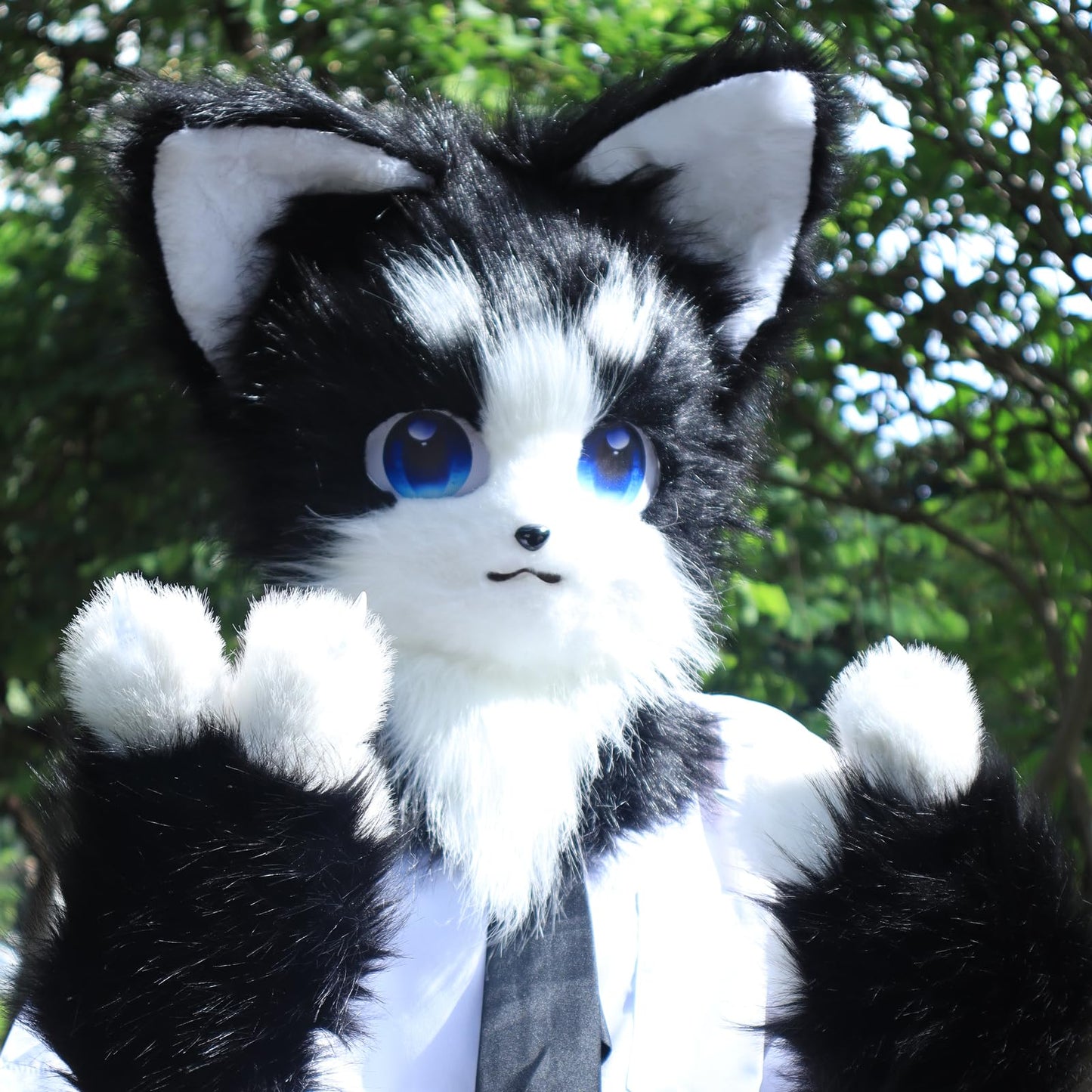 HAOAN Animal Furry Fursuit Head Mask Plush Cat Fox Mask Costume Props for Halloween Cosplay Party