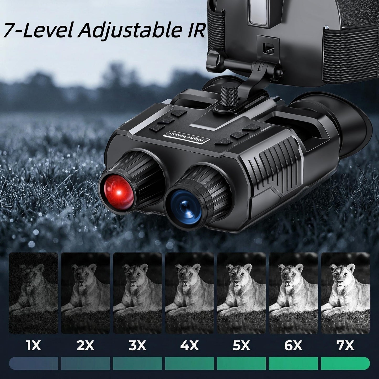 Night Vision Goggles，Qpingan 4K HD Infrared Tactical Night Vision Binoculars for Adults with Head Mounted Dual 1.4" Screen 8X Digital Zoom 3000mAh Battery 32G Card for Outdoor Activities Gifts for Men