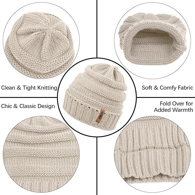 Aneco Winter Warm Sets Knitted Scarf Beanie Hat Touch Screen Gloves and Winter Ear Warmer for Men or Women