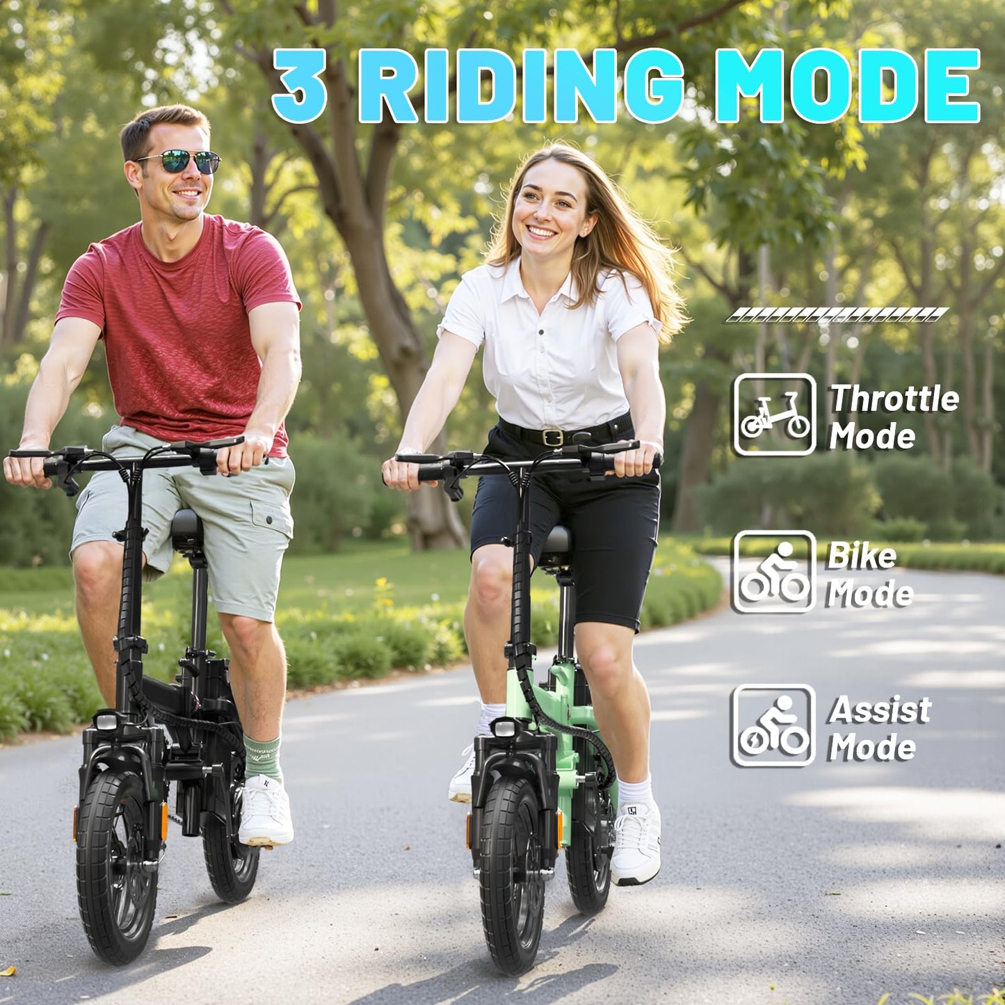 E14 E Bike Electric Bike for Adults 500W Motor, Folding Ebike 14" Adults Electric Bicycles, 48V 10Ah Removable Battery UL 2849 Certified, 30 Miles PAS Range, Mini E Bikes for Teens (E14 Black)