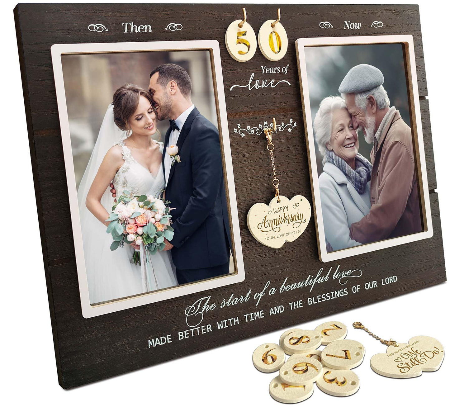 A'arkaJ Anniversary Wedding Gifts for Couple Parents Wife Husband, Then & Now Anniversary Picture Frames(3 Options)