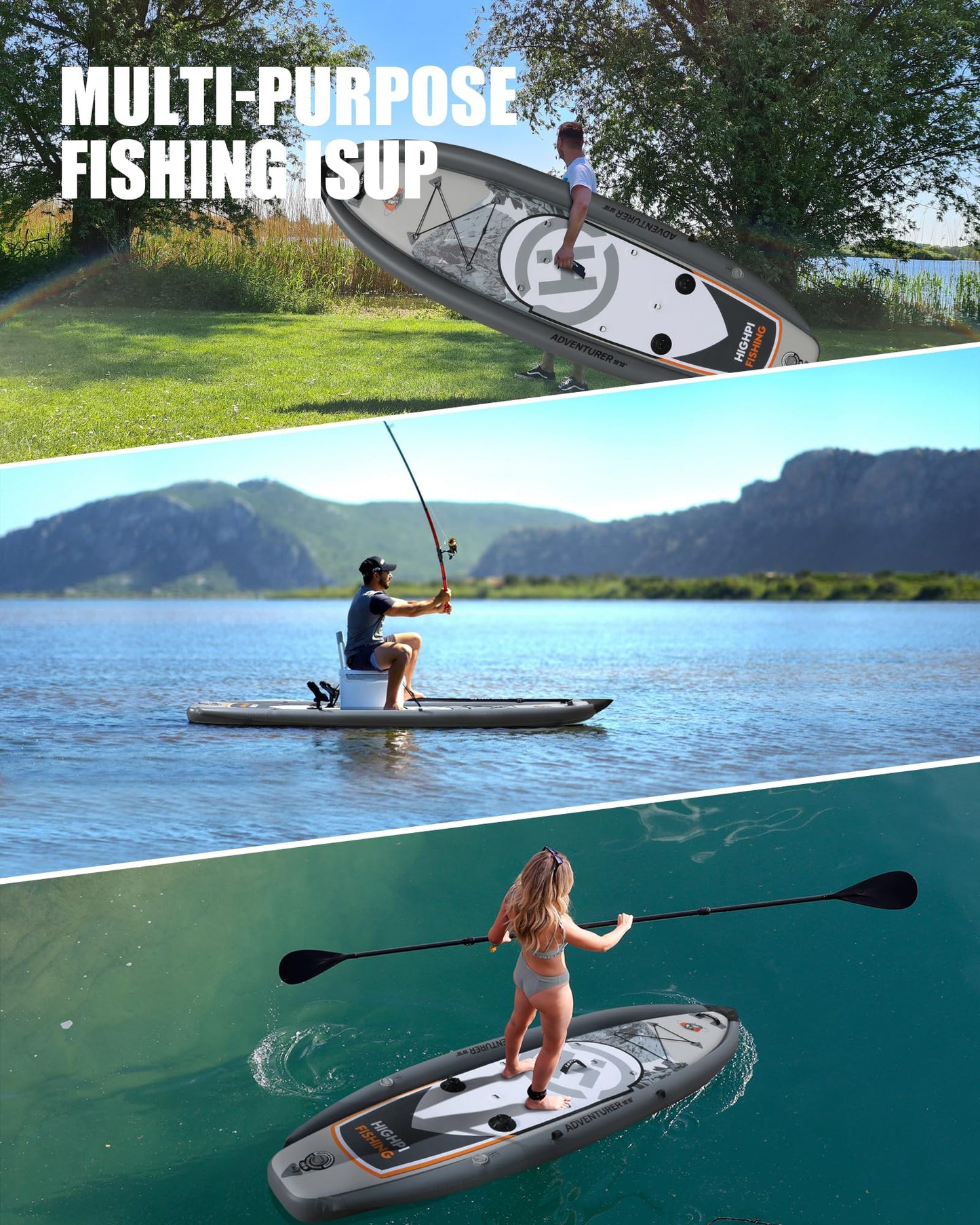 Highpi 10'10'' Inflatable Stand Up Paddle Board for Youth and Adults – Wide Sup with Premium Accessories, Blow Up Paddleboard for Surfing, Fishing, Yoga & More