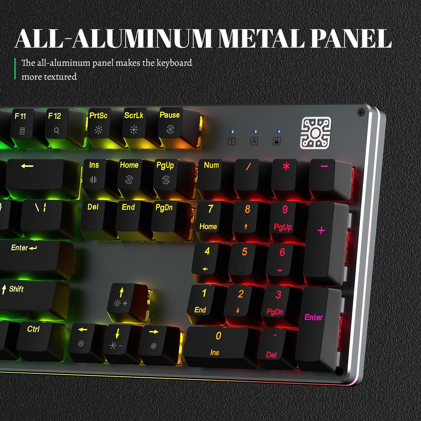 Black Emblem Mechanical Gaming Keyboard with Linear Red Switches, RGB Backlit Full Size 104 Key Programmable Wired Keyboard with Aluminum Base for Gaming/Typing/PC/Mac