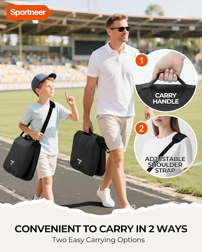 Sportneer Stadium Seats with Back Support: 6 Reclining Position Folding Bleacher Chairs with Back and Cushion - Padded Bleacher Seats with Shoulder Strap & Storage pocket for Events, Outdoors, Camping
