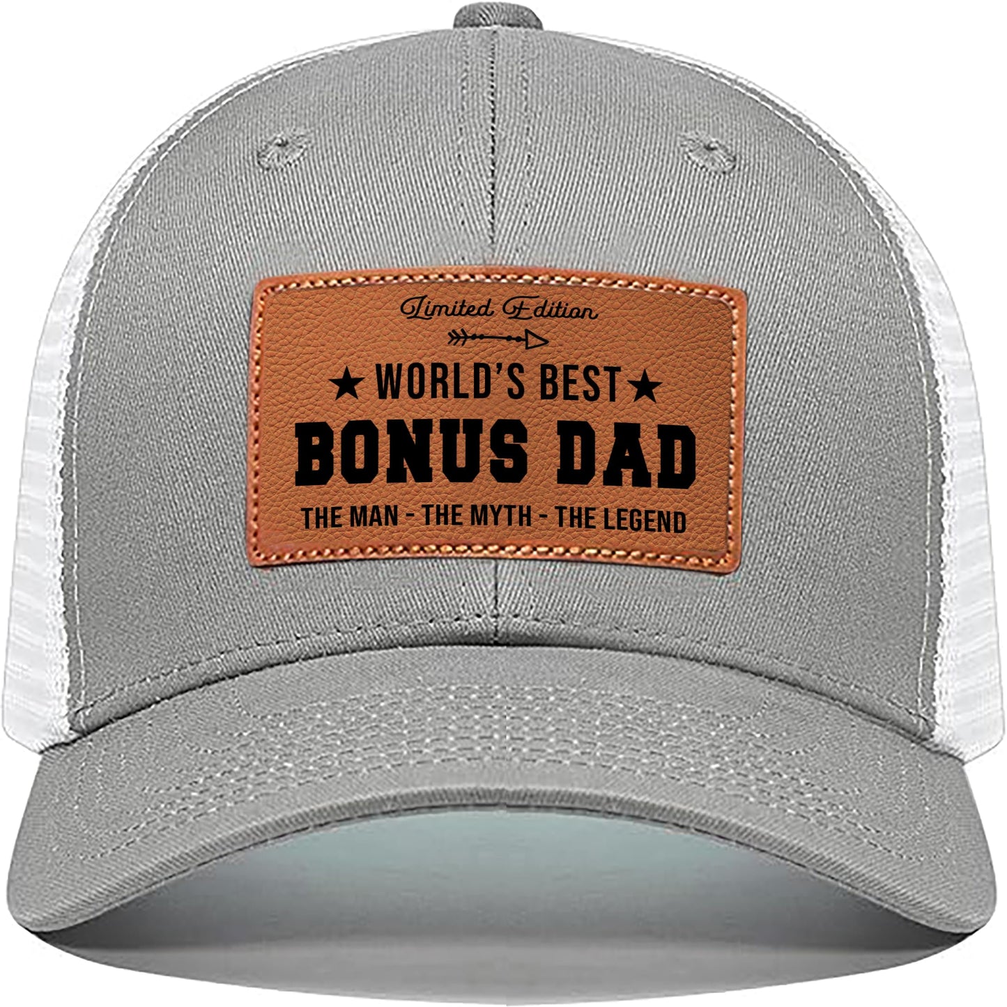 Best Bonus Dad Ever Hat, Stepdad Hat for Christmas Fathers Day Birthday from Son Daughter, Gifts for Dad, Trucker Gray Cap