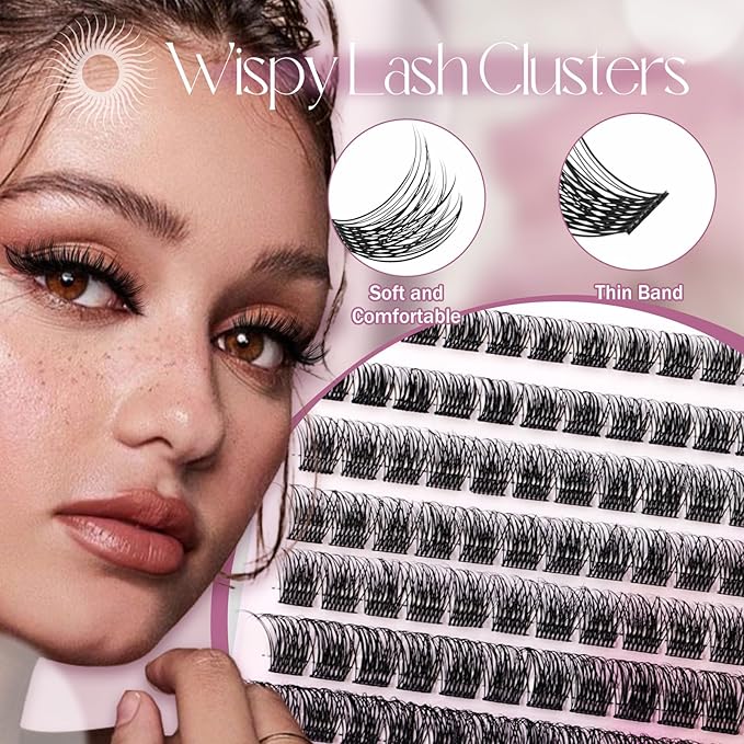FADLASH Lash Clusters Kit 10-16mm Eyelash Cluster Lashes with Lash Bond and Seal Lash Tweezers DIY Lash Extension Kit (J03-07D-10-16 Kit)