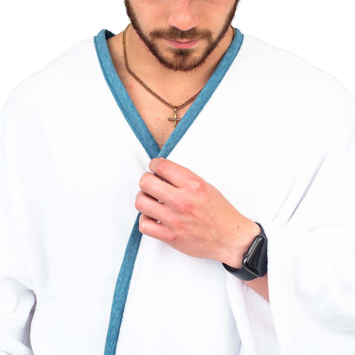Vacation Christmas Movie Cousin Eddie White Robe with Belt Halloween Costume Cosplay (Includes Robe and belt Only)