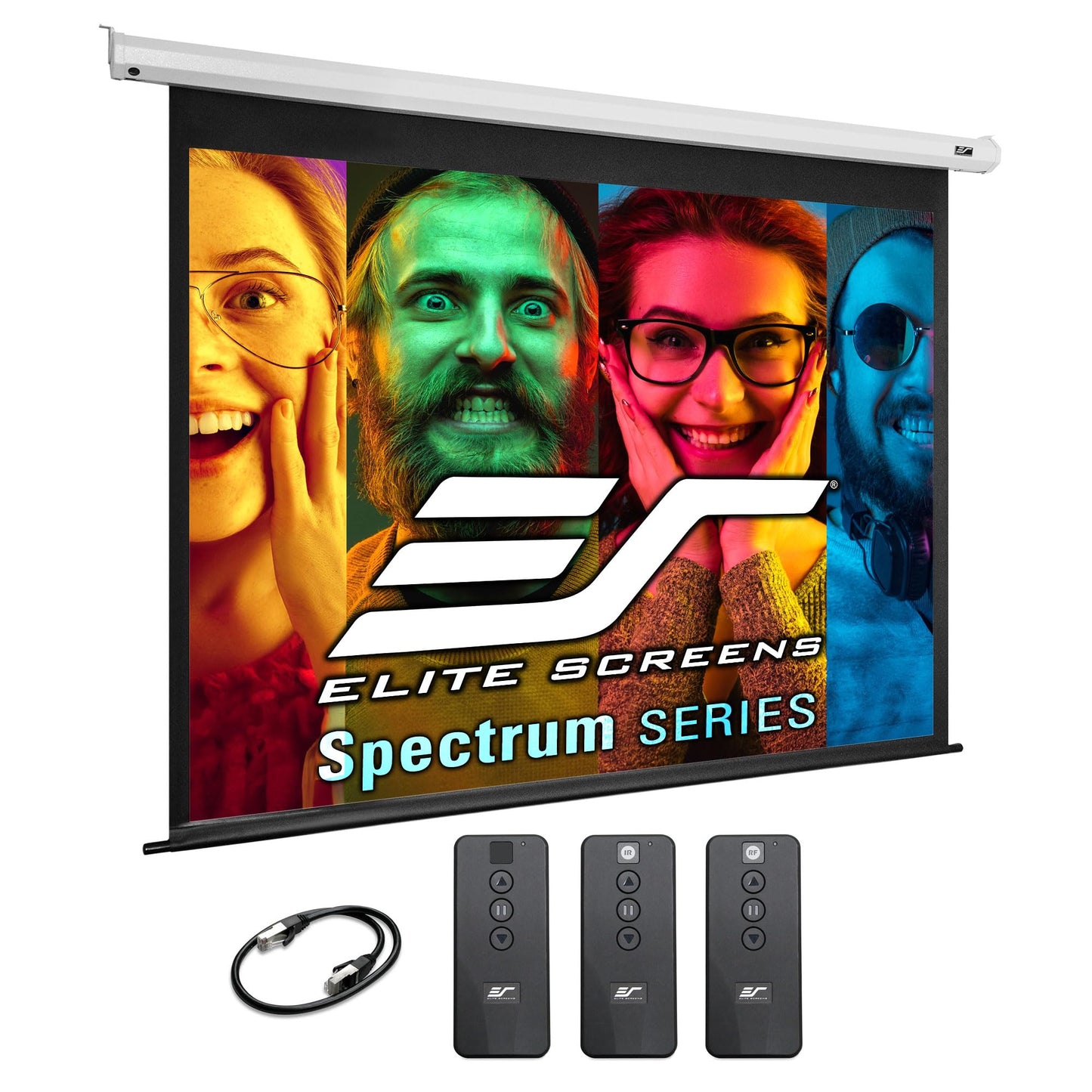 Elite Screens Spectrum RC 1 Remote KIT, 100-INCH Diag 4:3, Motorized Projection Screen Movie Home Theater 4K/8K Ultra HD Ready, ELECTRIC100V2