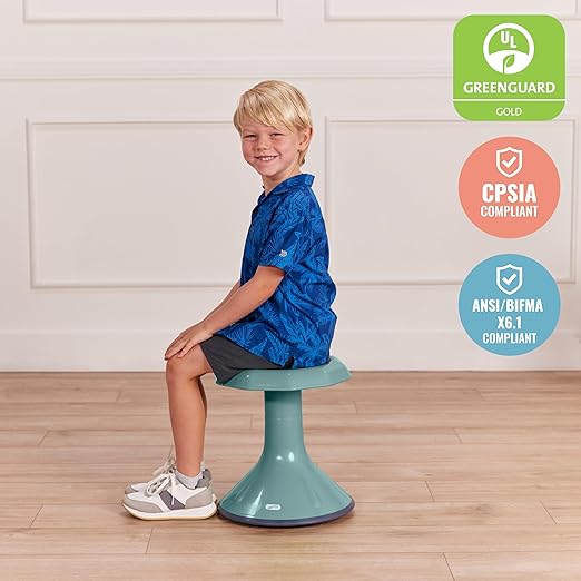 ECR4Kids ACE Active Core Engagement Wobble Stool, 15-Inch Seat Height, Flexible Seating, Seafoam