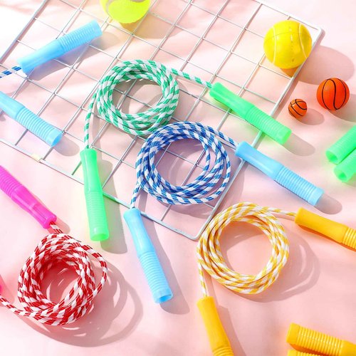 Aoriher 80 Pcs Jump Rope Bulk 7.22 ft Adjustable Stripe Skipping Rope Outdoor Exercise Fitness Equipment for Playground Activities Set, 4 Colors