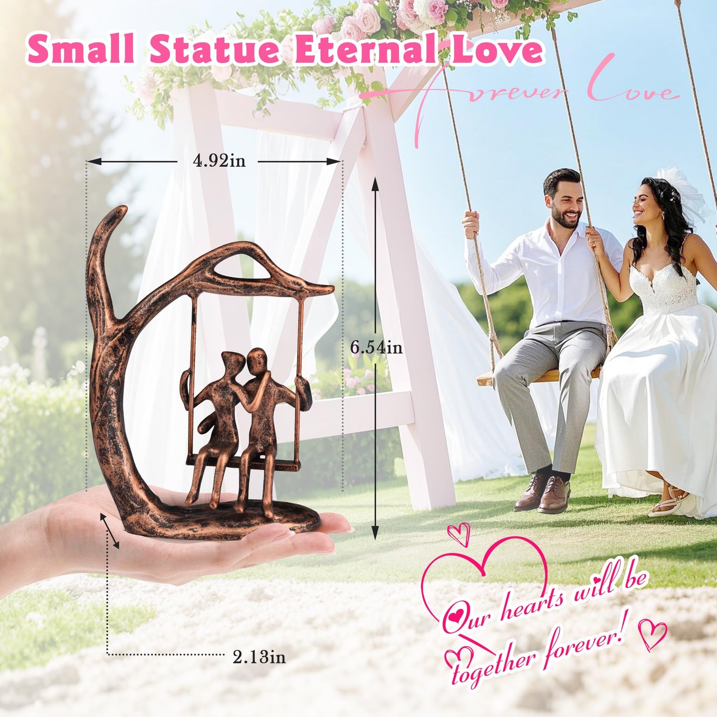 Kresecioo Anniversary Wedding Gifts for Couple/Her - Romantic Couple Statue in Love, Antique Bronze Metal Figurine Sweet Loving Together Iron Sculpture Decor, for Wife Husband Birthday Gifts