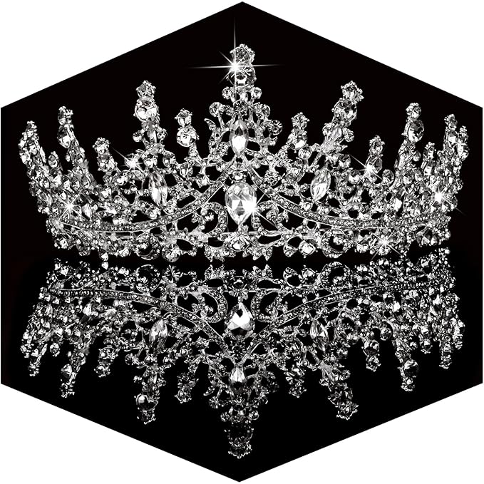 TOBATOBA Silver Wedding Crystal Tiaras and Crowns for Women, Bride Royal Queen Headband Princess Quinceanera Headpieces fo...