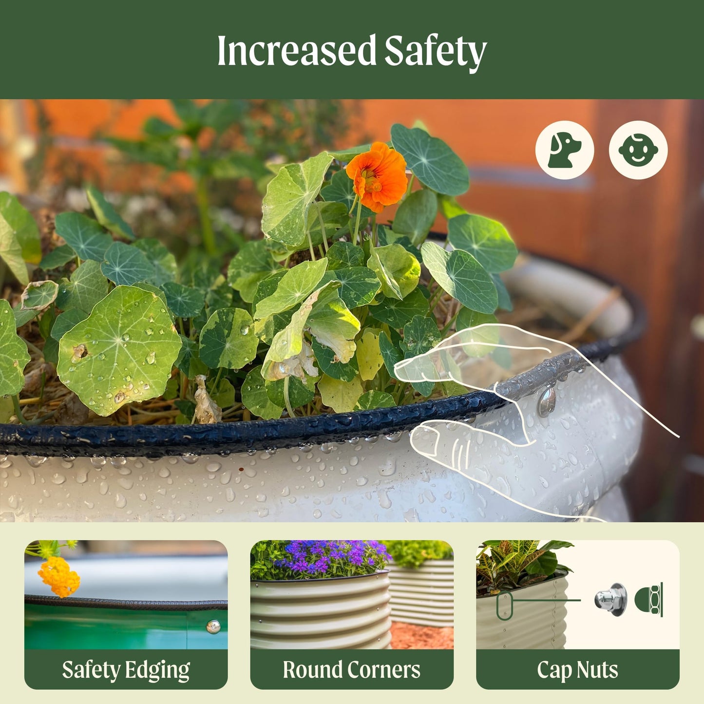 Vego garden Raised Garden Bed Kits, 17" Tall 9 in 1 8ft X 2ft Metal Raised Planter Bed for Vegetables Flowers Ground Planter Box-Modern Gray