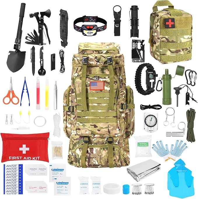 Skywod,Survival Gear Professional Kit and Large Camping Backpack,First Aid Kit for Adventure Outdoor Hiking Accessories