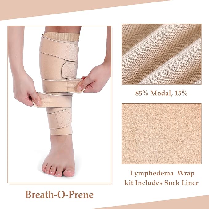 Croknit 3 Pairs Lymphedema Compression Leg Wraps Adjustable Lower Leg Cover up Medical Shin Splint Wrap for Heaviness Fatigue (Complexion)